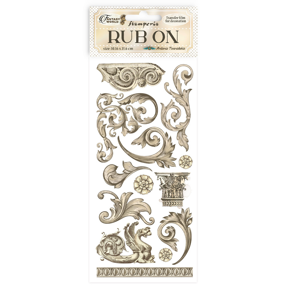 Stamperia Rub-on cm 10,16x21,6 - Sir Vagabond in Fantasy World greeks and capitals