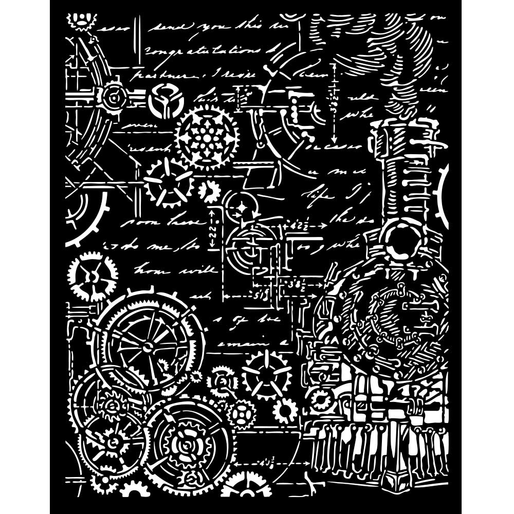 Stamperia Thick stencil cm 20X25 - Sir Vagabond in Fantasy World gears