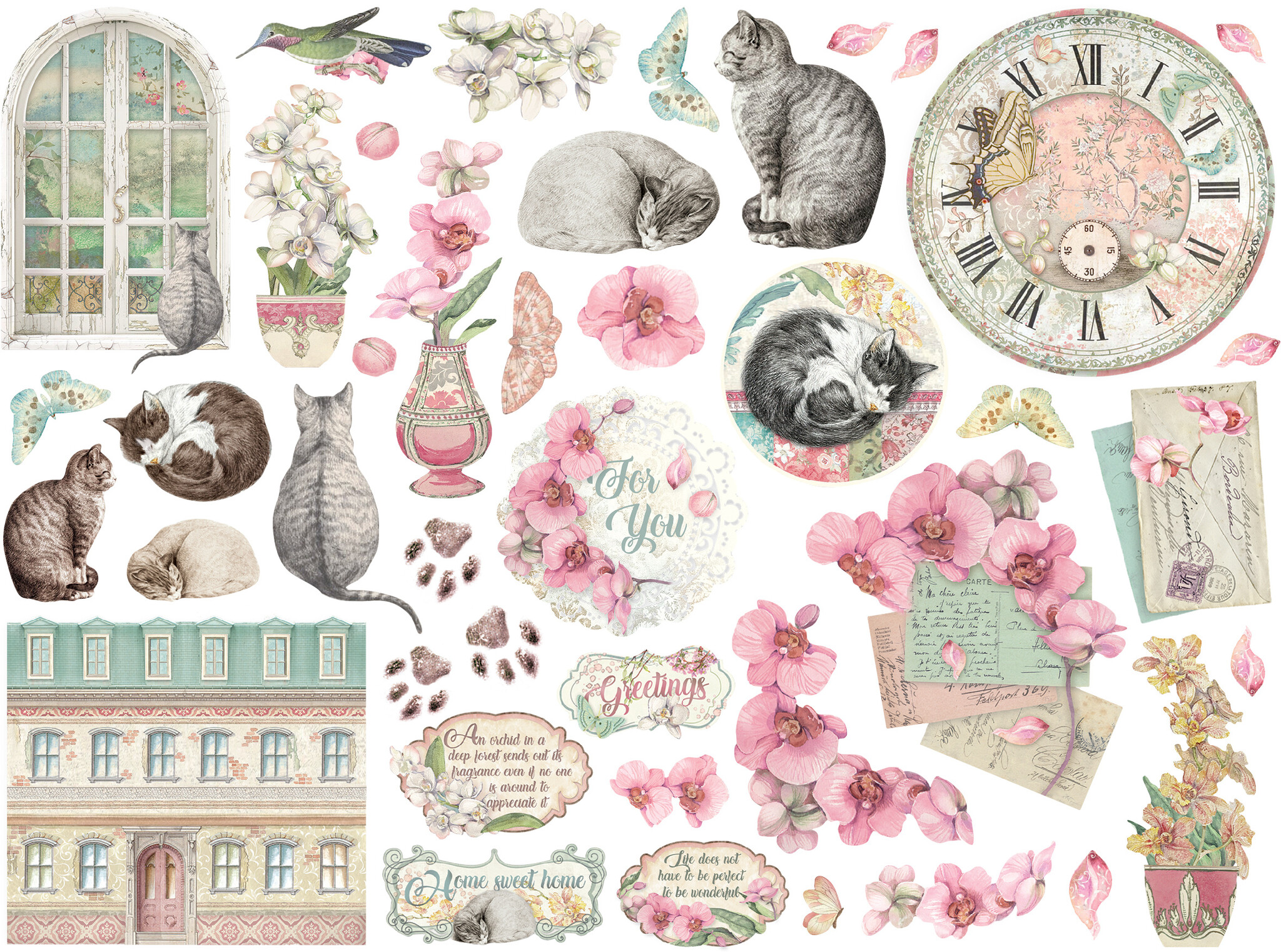 Stamperia Die cuts assorted - Orchids and Cats