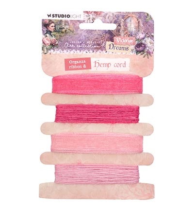 Studio Light JMA Ribbon Organza and hemp - pinks Victorian Dreams nr.06