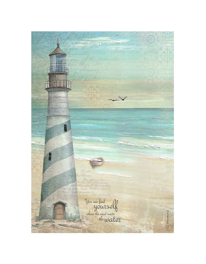 Stamperia A4 Rice paper packed - Sea Land lighthouse
