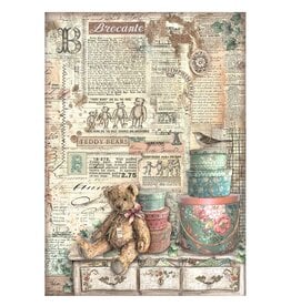 Stamperia A4 Rice paper packed - Brocante Antiques teddy bears