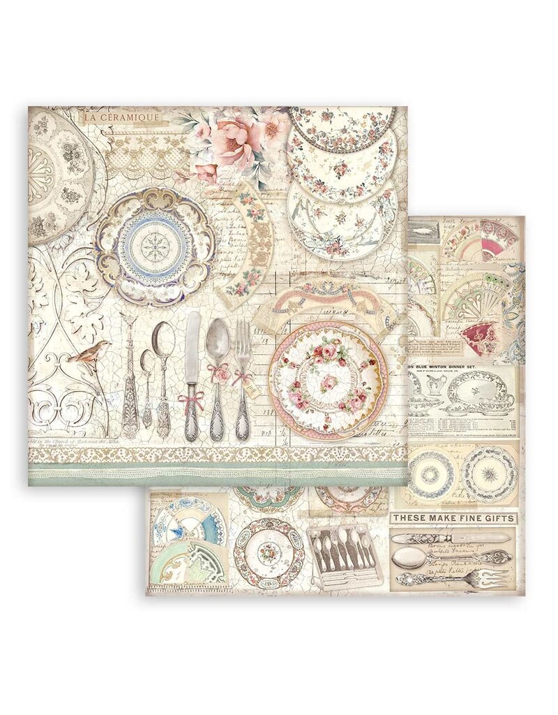 Stamperia Scrapbooking Double face sheet - Brocante Antiques ceramic plates