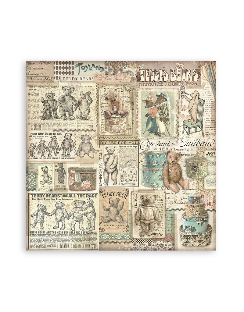 Stamperia Scrapbooking Pad 22 sheets cm 20,3X20,3 (8"X8") Single Face Brocante Antiques