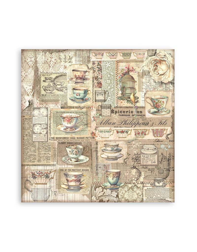 Stamperia Scrapbooking Pad 22 sheets cm 20,3X20,3 (8"X8") Single Face Brocante Antiques