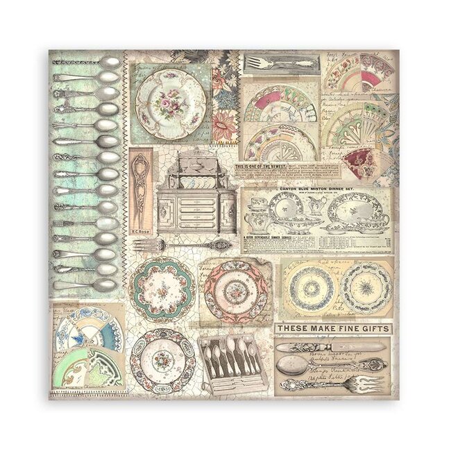 Stamperia Scrapbooking Pad 22 sheets cm 20,3X20,3 (8"X8") Single Face Brocante Antiques