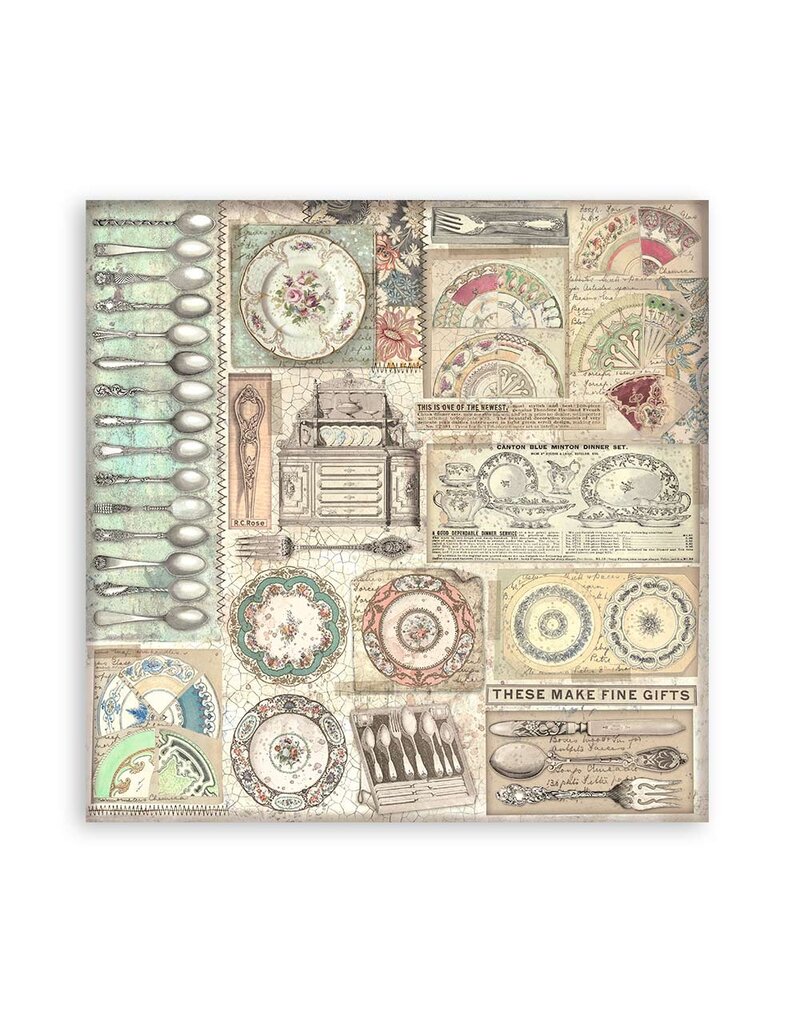 Stamperia Scrapbooking Pad 22 sheets cm 20,3X20,3 (8"X8") Single Face Brocante Antiques