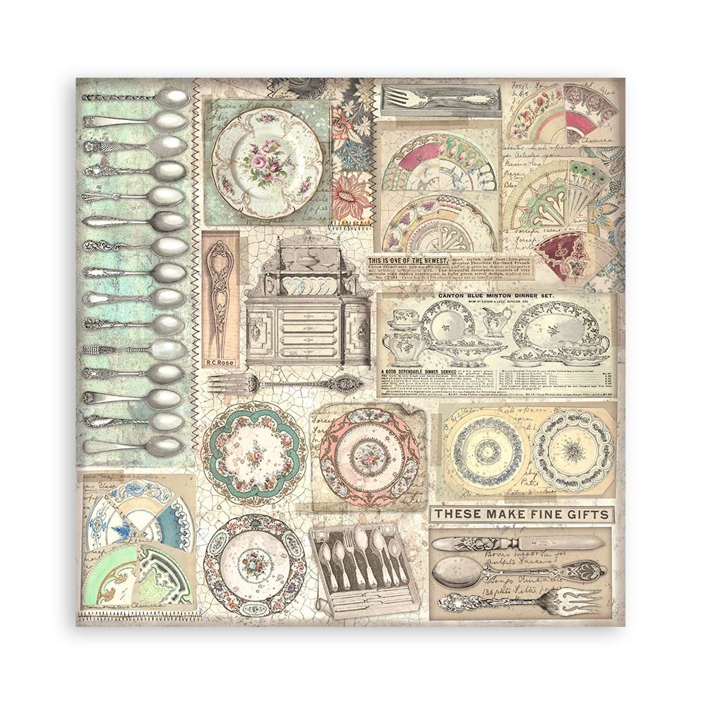 Stamperia Scrapbooking Pad 22 sheets cm 20,3X20,3 (8"X8") Single Face Brocante Antiques