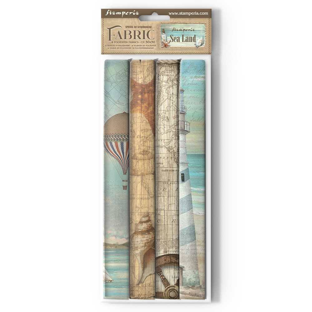 Stamperia Pack 4 sheets fabric cm 30x30 - Sea Land