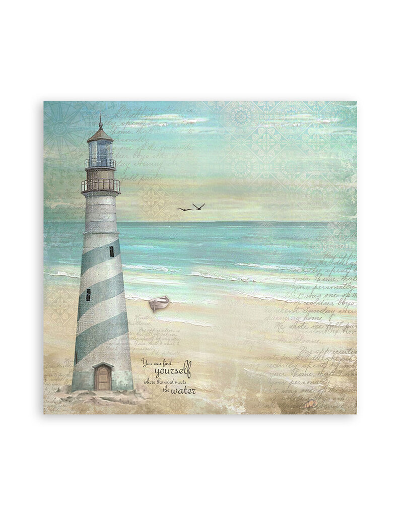 Stamperia Pack 4 sheets fabric cm 30x30 - Sea Land