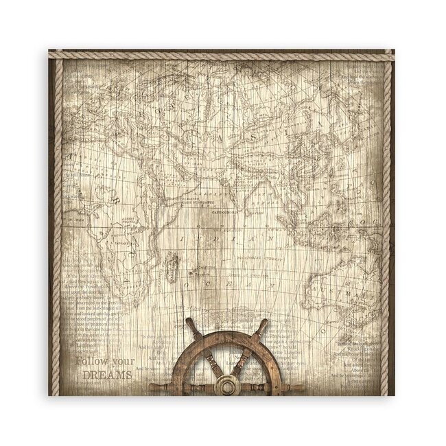 Stamperia Pack 4 sheets fabric cm 30x30 - Sea Land