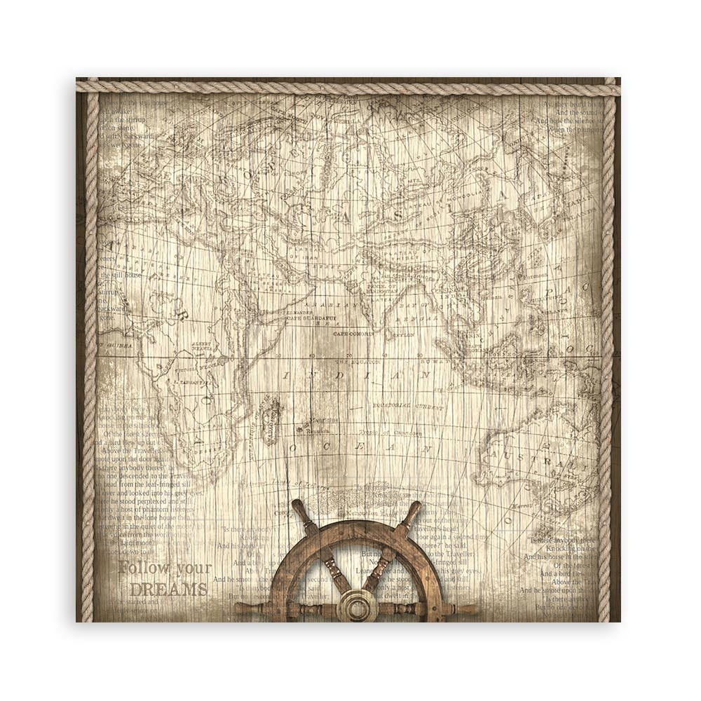 Stamperia Pack 4 sheets fabric cm 30x30 - Sea Land