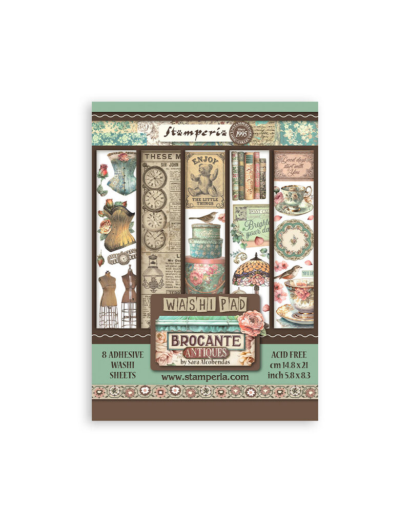 Stamperia Washi pad 8 sheets A5 - Brocante Antiques