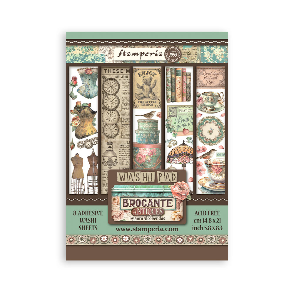 Stamperia Washi pad 8 sheets A5 - Brocante Antiques