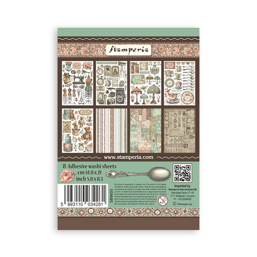 Stamperia Washi pad 8 sheets A5 - Brocante Antiques