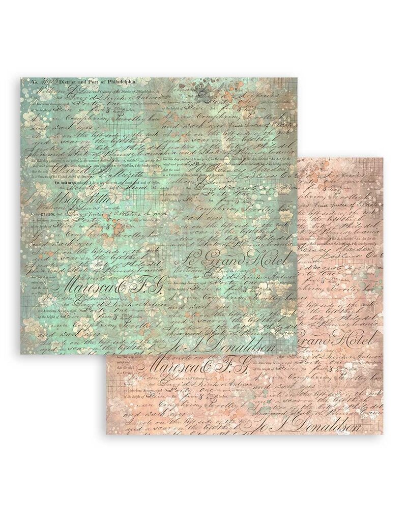 Stamperia Scrapbooking Small Pad 10 sheets cm 20,3X20,3 (8"X8") Backgrounds Selection - Brocante Antiques