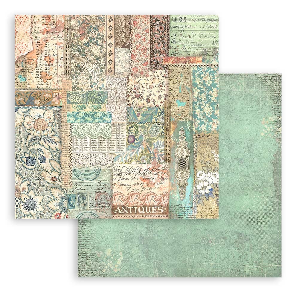 Stamperia Scrapbooking Pad 10 sheets cm 30,5x30,5 (12"x12") Maxi Background selection -  Brocante Antiques