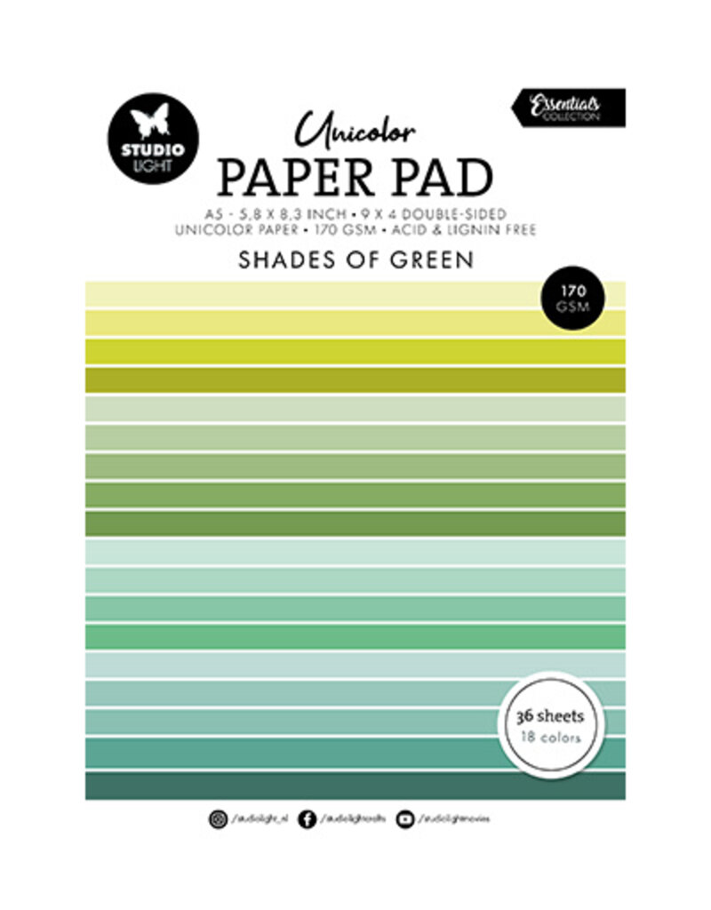 Studio Light SL Unicolor paper pad Shades of green Essentials nr.156