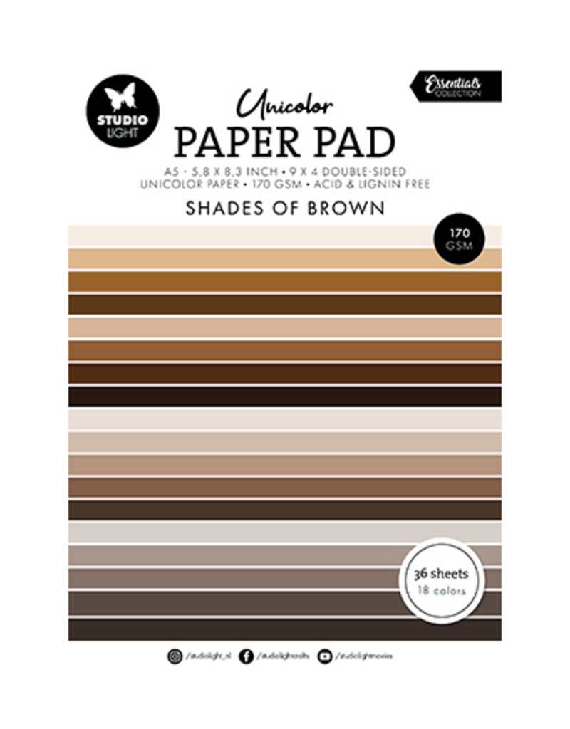 Studio Light SL Unicolor paper pad Shades of brown Essentials nr.158