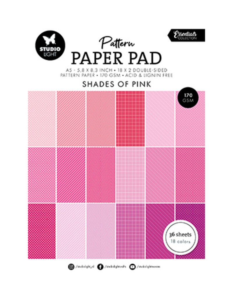 Studio Light SL Pattern paper pad Shades of pink Essentials nr.163