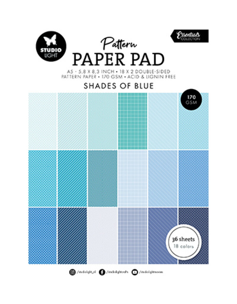 Studio Light SL Pattern paper pad Shades of blue Essentials nr.165