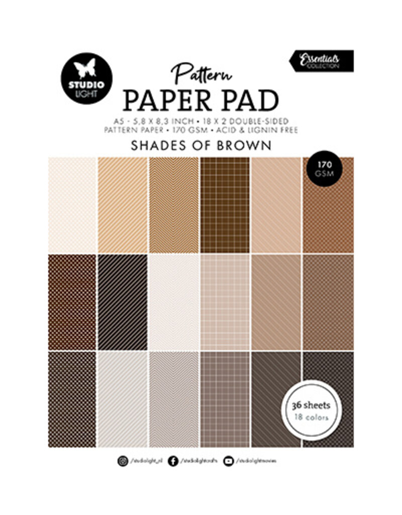 Studio Light SL Pattern paper pad Shades of brown Essentials nr.166