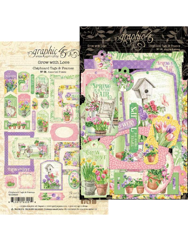 Graphic 45 Grow with Love Chipboard Tags & Frames