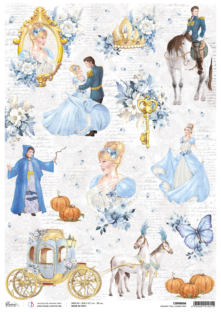Ciao Bella RICE PAPER A3 MIDNIGHT SPELL CHARACTERS