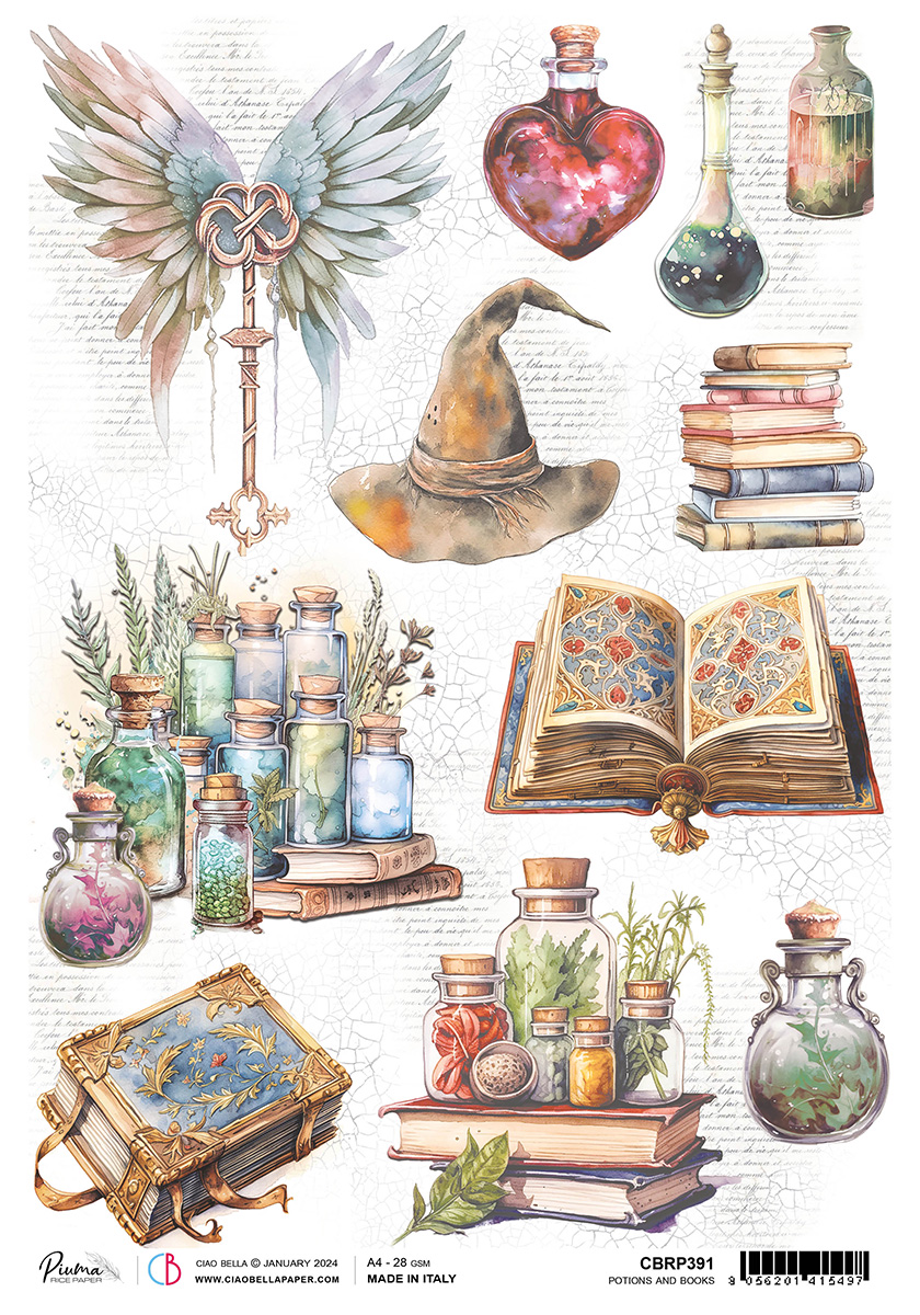 Ciao Bella RICE PAPER A4 POTIONS AND BOOKS
