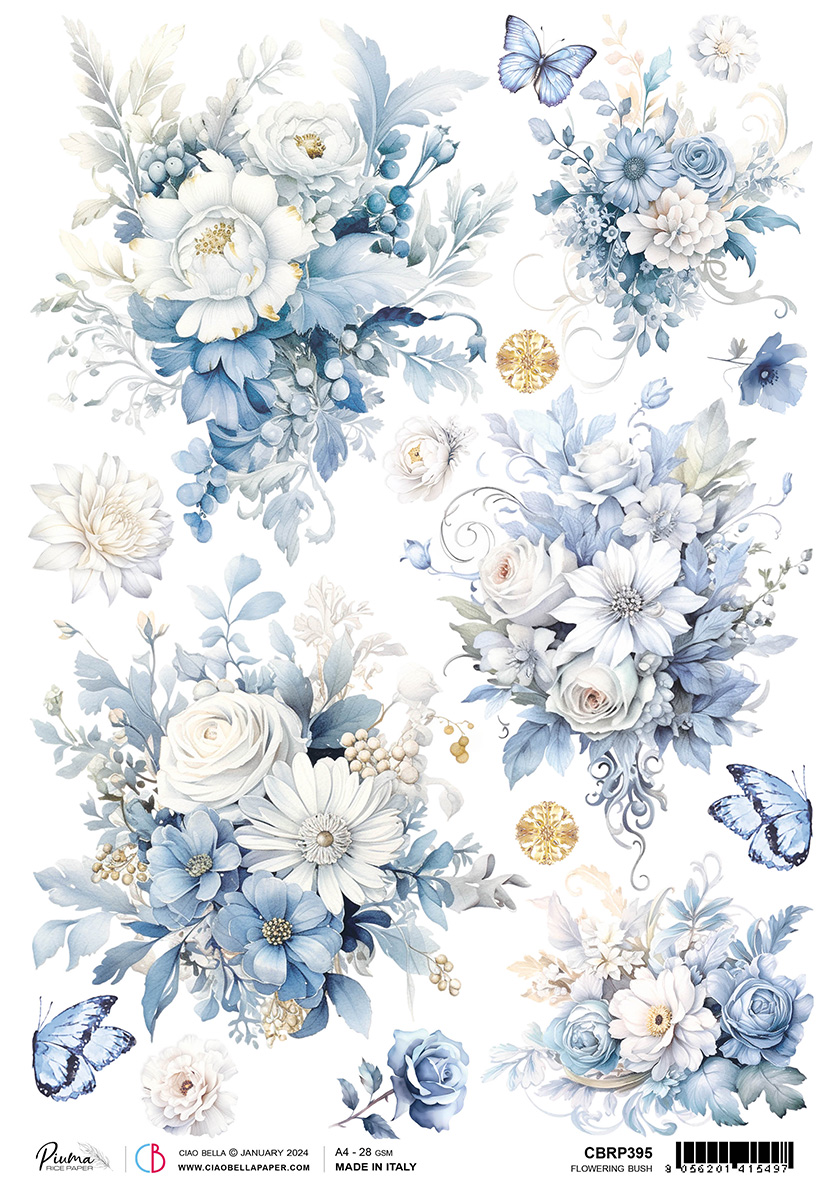 Ciao Bella RICE PAPER A4 FLOWERING BUSH