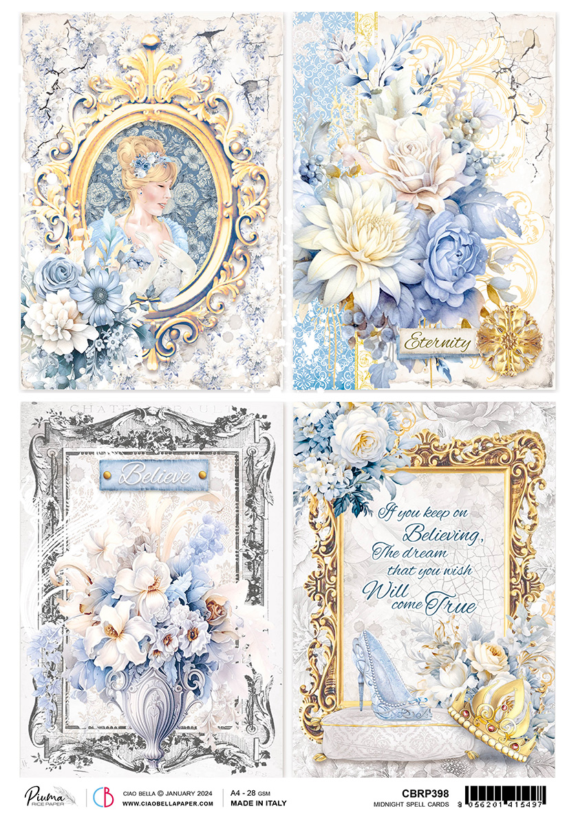 Ciao Bella RICE PAPER A4 MIDNIGHT SPELL CARDS