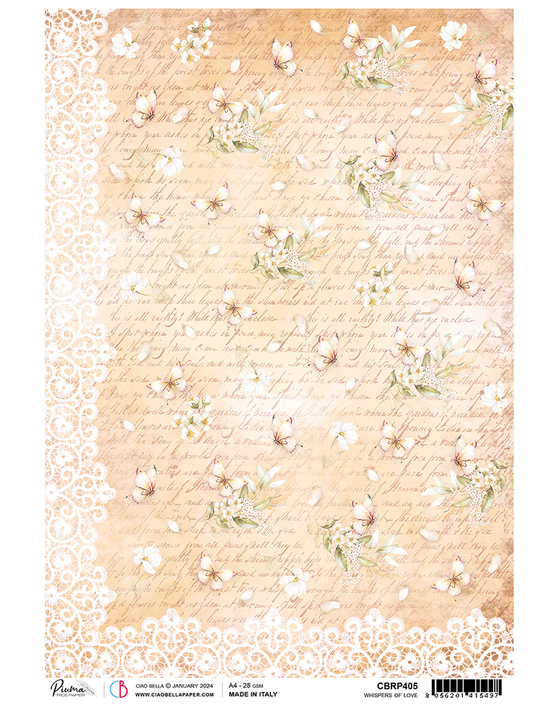 Ciao Bella RICE PAPER A4 WHISPERS OF LOVE