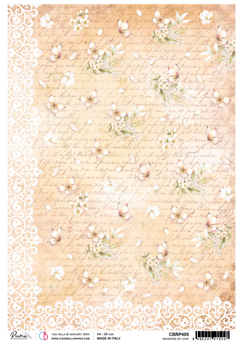 Ciao Bella RICE PAPER A4 WHISPERS OF LOVE
