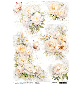 Ciao Bella RICE PAPER A4 PEONIES BOUQUET