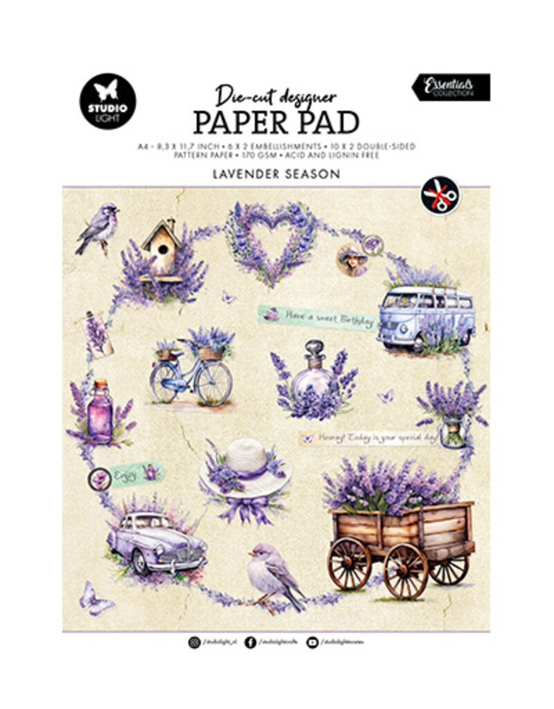 Studio Light SL Die-cut Paper Pad Lavender season Essentials nr.167
