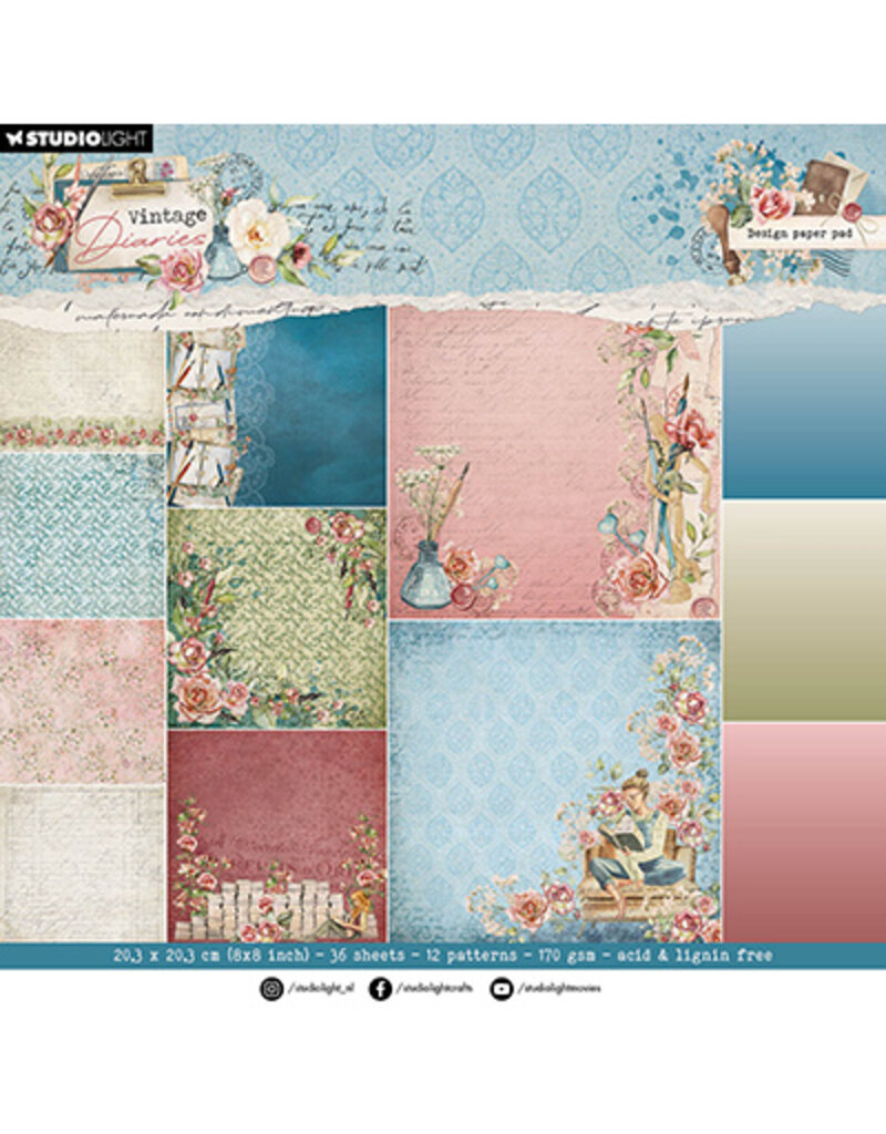 Studio Light SL Design Paper Pad Backgroundpaper Vintage Diaries nr.177