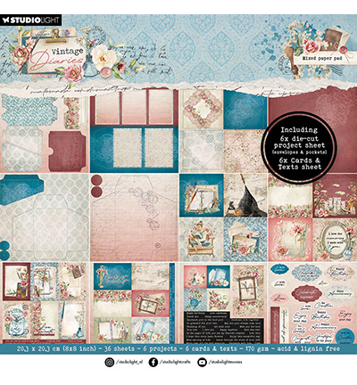 Studio Light SL Mixed Paper Pad Envelops, cards Vintage Diaries nr.176