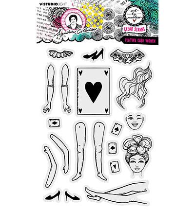 Studio Light ABM Clear Stamp Playing card women Signature Collection nr.650