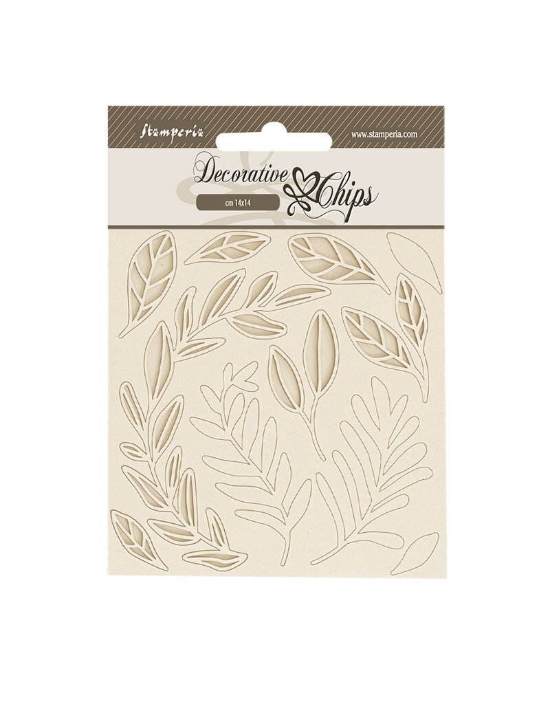 Stamperia Decorative chips cm 14x14 - Create Happiness Secret Diary leaves pattern