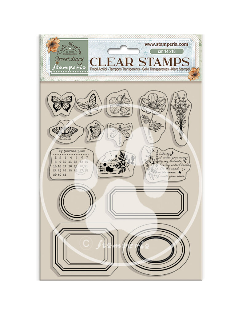 Stamperia Acrylic stamp cm 14x18 - Create Happiness Secret Diary labels