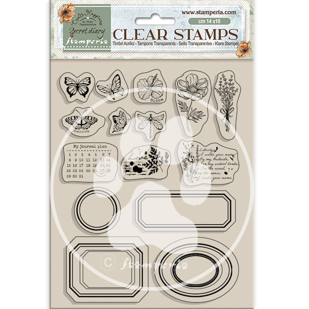 Stamperia Acrylic stamp cm 14x18 - Create Happiness Secret Diary labels