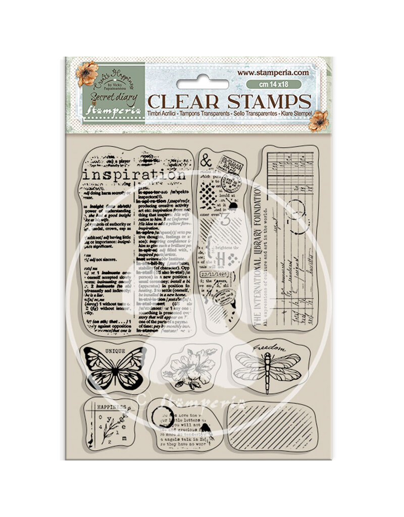 Stamperia Acrylic stamp cm 14x18 - Create Happiness Secret Diary Inspiration