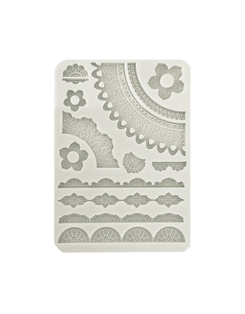 Stamperia Silicon mould A5 - Create Happiness Secret Diary lace borders