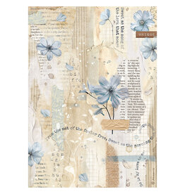 Stamperia A4 Rice paper packed - Create Happiness Secret Diary blue flower