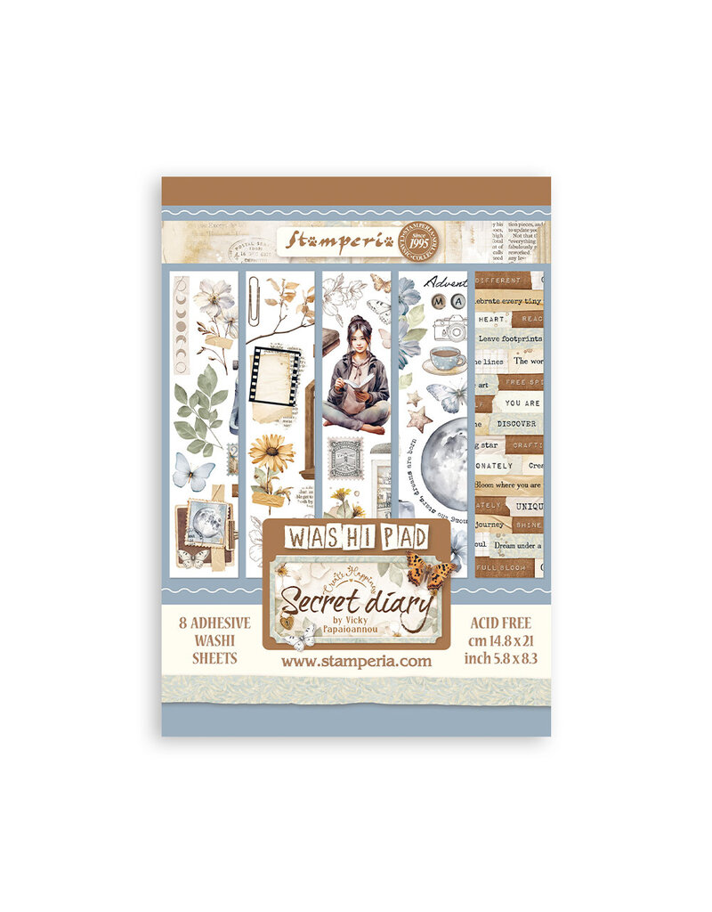 Stamperia Washi pad 8 sheets A5 - Create Happiness Secret Diary