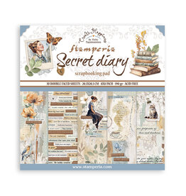 Stamperia Scrapbooking Small Pad 10 sheets cm 20,3X20,3 (8"X8") - Create Happiness Secret Diary