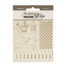 Stamperia Decorative chips cm 14x14 - Garden tools