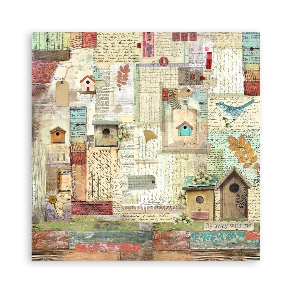 Stamperia Pack 4 sheets fabric cm 30x30 - Garden