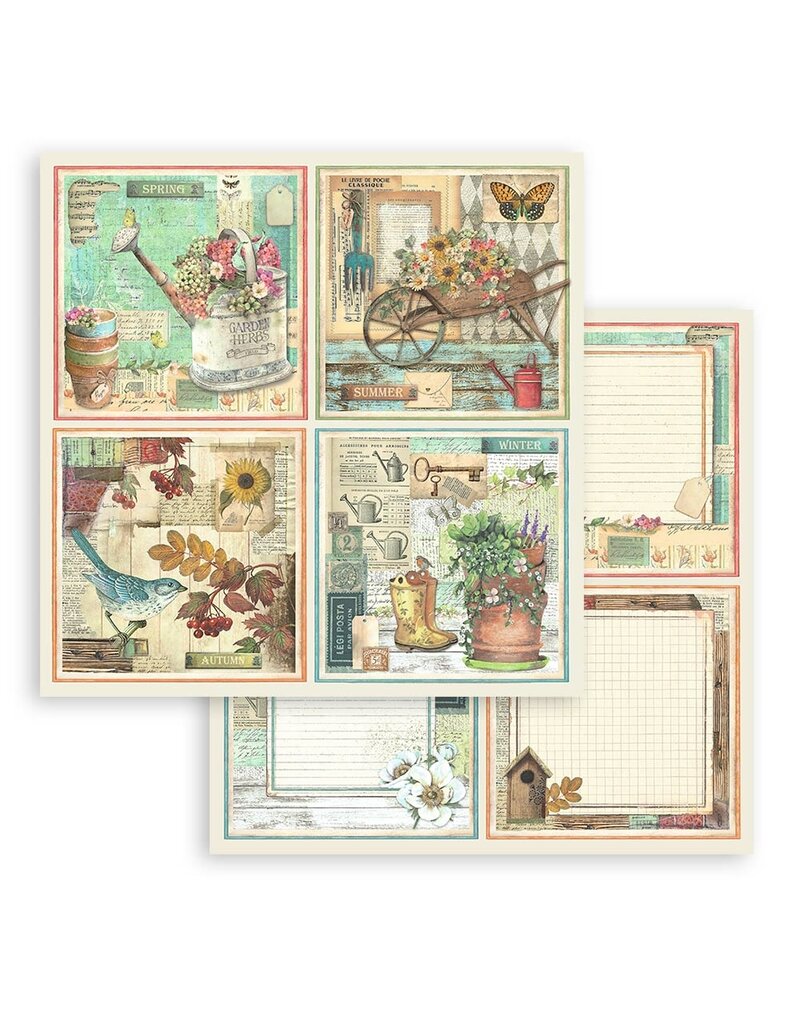 Stamperia Scrapbooking Small Pad 10 sheets cm 20,3X20,3 (8"X8") - Garden
