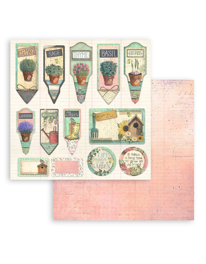 Stamperia Scrapbooking Small Pad 10 sheets cm 20,3X20,3 (8"X8") - Garden